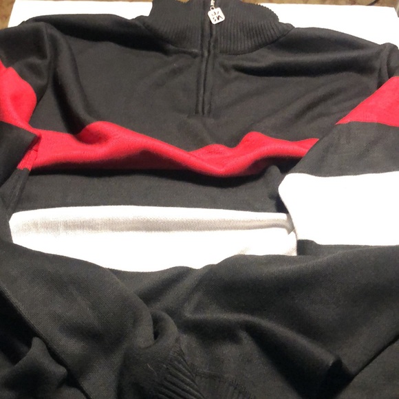 Men’s fall Red ape big & tall striped half zip sweater - Picture 10 of 11